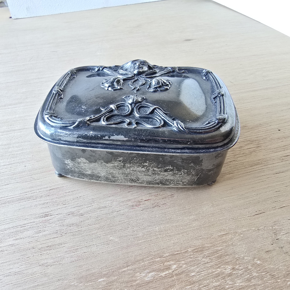 Antique Silverplated Casket Trinket Box - Picture 2 of 7